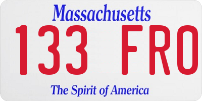 MA license plate 133FR0