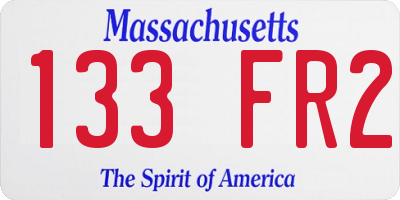 MA license plate 133FR2