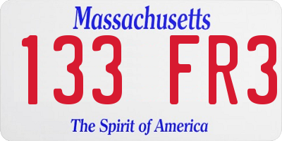 MA license plate 133FR3