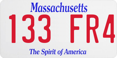 MA license plate 133FR4