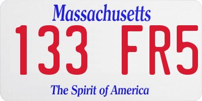 MA license plate 133FR5