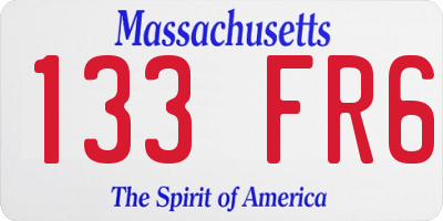 MA license plate 133FR6