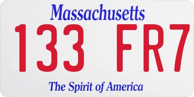 MA license plate 133FR7
