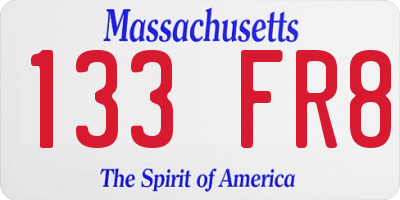 MA license plate 133FR8
