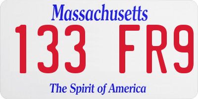 MA license plate 133FR9