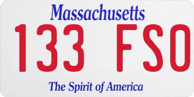 MA license plate 133FS0