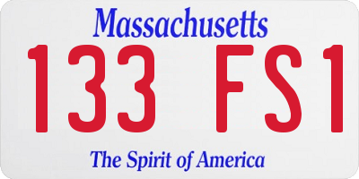 MA license plate 133FS1