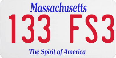 MA license plate 133FS3