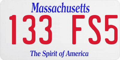MA license plate 133FS5