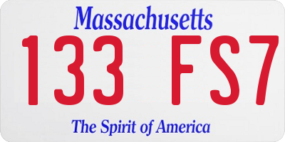 MA license plate 133FS7