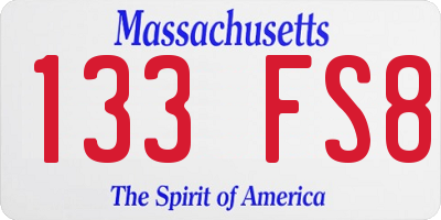 MA license plate 133FS8