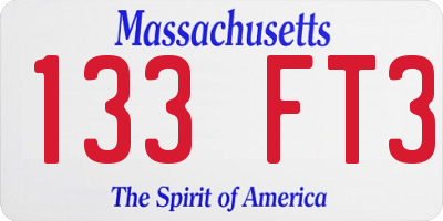 MA license plate 133FT3