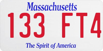 MA license plate 133FT4