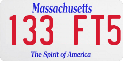 MA license plate 133FT5