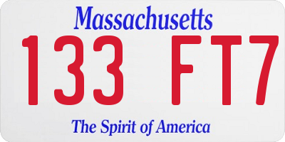 MA license plate 133FT7