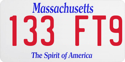 MA license plate 133FT9