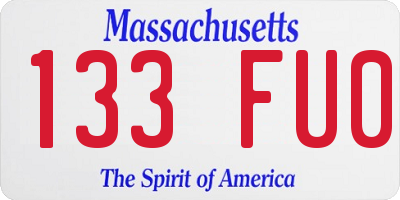 MA license plate 133FU0