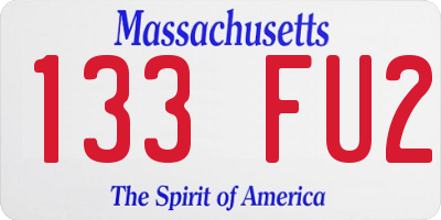 MA license plate 133FU2