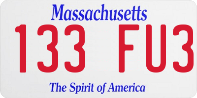 MA license plate 133FU3
