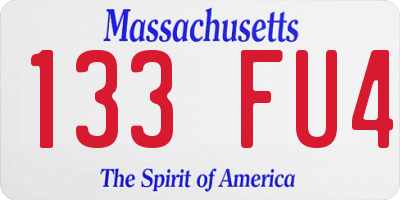 MA license plate 133FU4