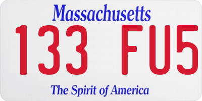 MA license plate 133FU5