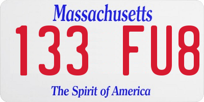 MA license plate 133FU8
