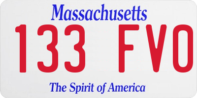 MA license plate 133FV0