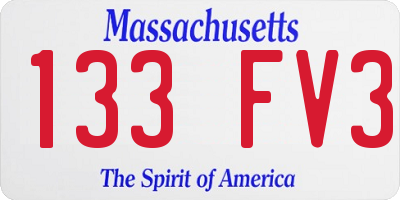 MA license plate 133FV3