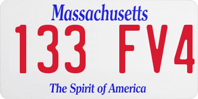 MA license plate 133FV4