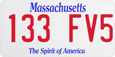 MA license plate 133FV5