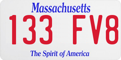 MA license plate 133FV8
