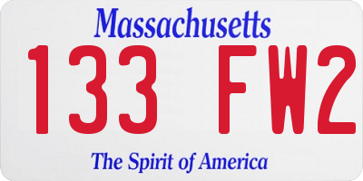 MA license plate 133FW2
