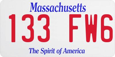 MA license plate 133FW6