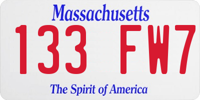 MA license plate 133FW7