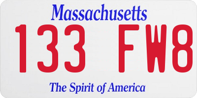 MA license plate 133FW8