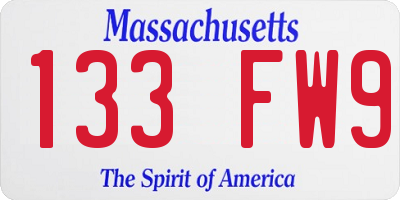 MA license plate 133FW9