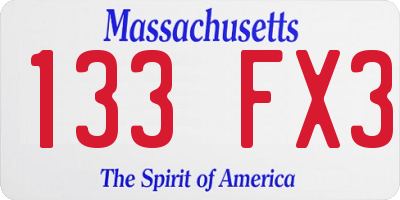 MA license plate 133FX3