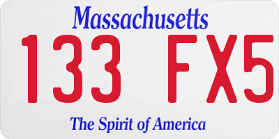 MA license plate 133FX5