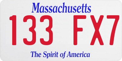 MA license plate 133FX7