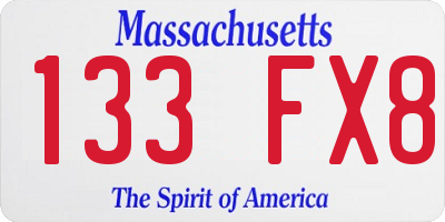 MA license plate 133FX8