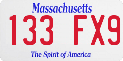 MA license plate 133FX9