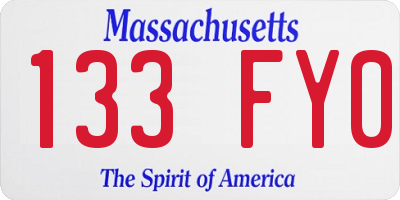 MA license plate 133FY0