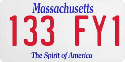 MA license plate 133FY1