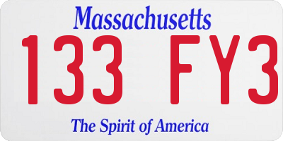 MA license plate 133FY3