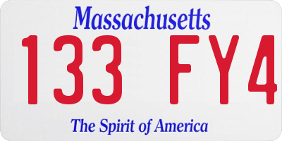 MA license plate 133FY4