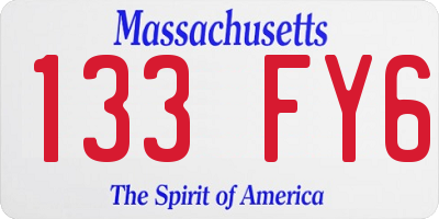 MA license plate 133FY6