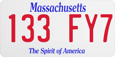 MA license plate 133FY7