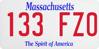 MA license plate 133FZ0