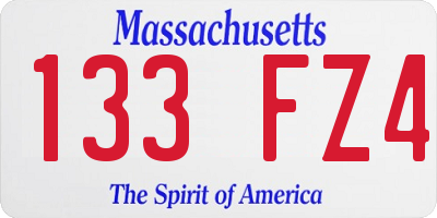 MA license plate 133FZ4