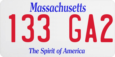 MA license plate 133GA2